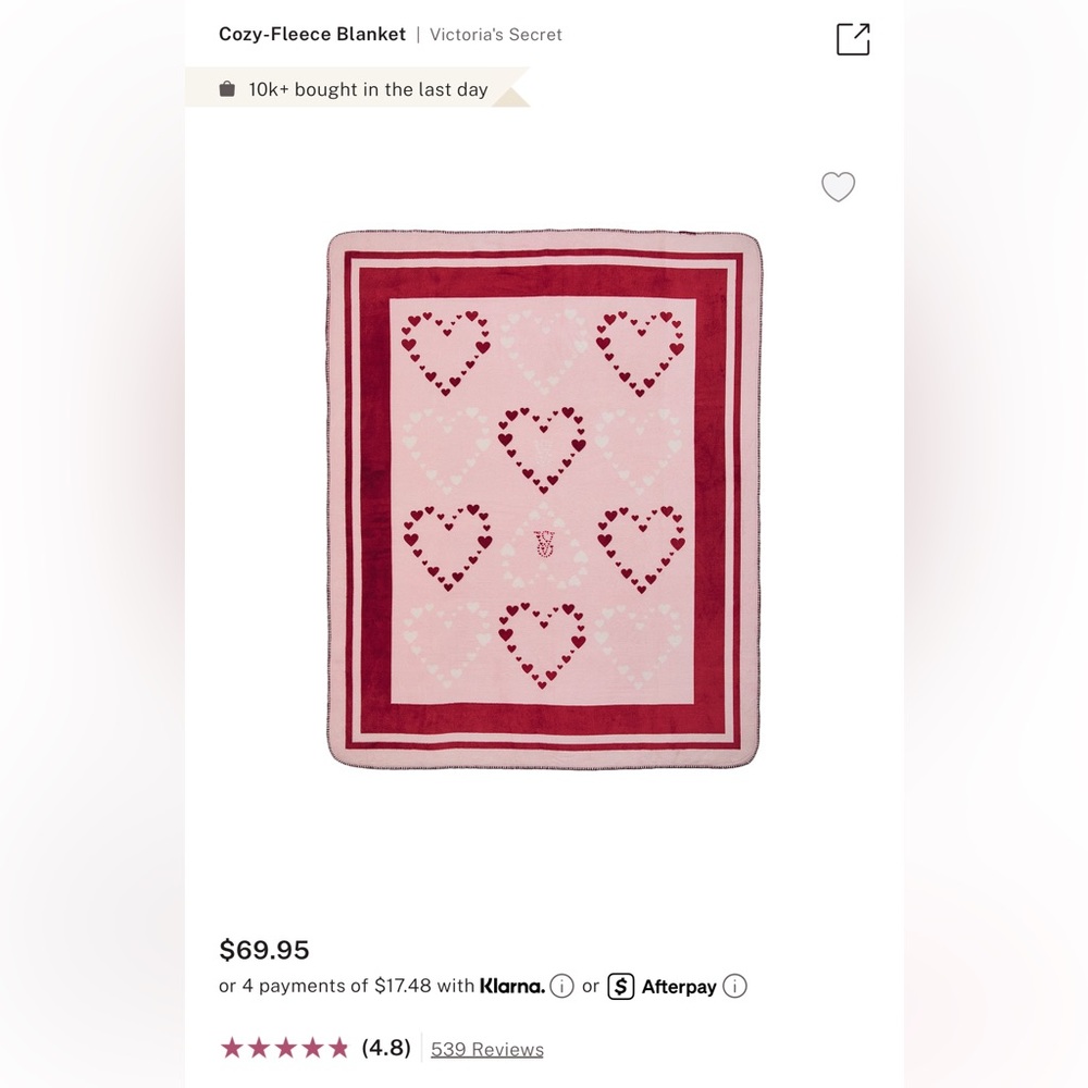 NEW!! PINK HEART VS BLANKET